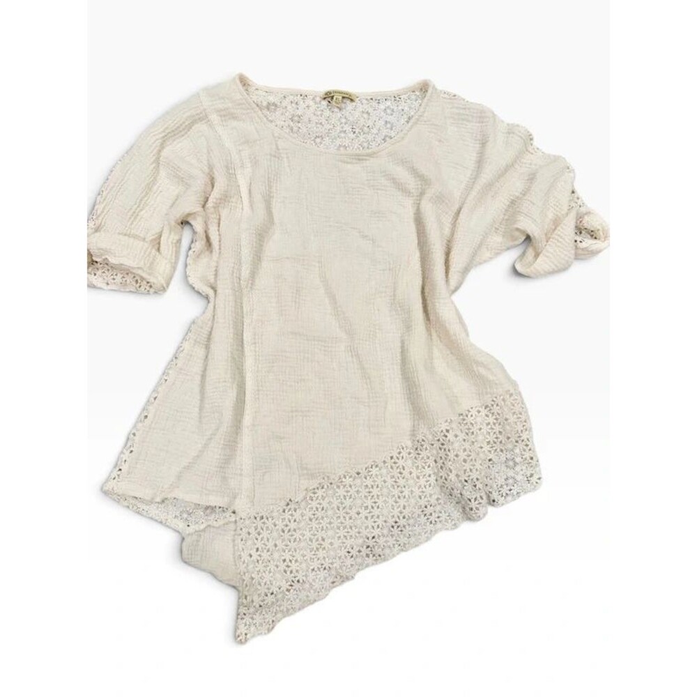 Democracy Size Xl Boho Tan Oversized Crochet Top Blouse